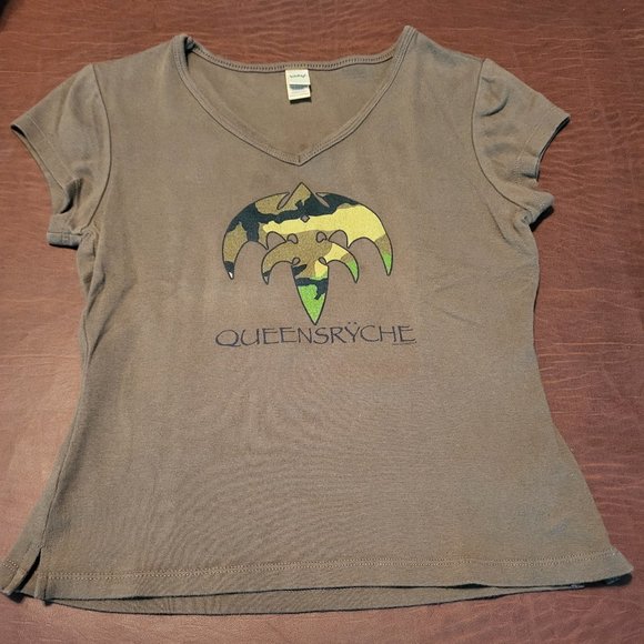 Queensryche Olive Green Logo American Soldier T-Shirt Women's Medium - Picture 1 of 6